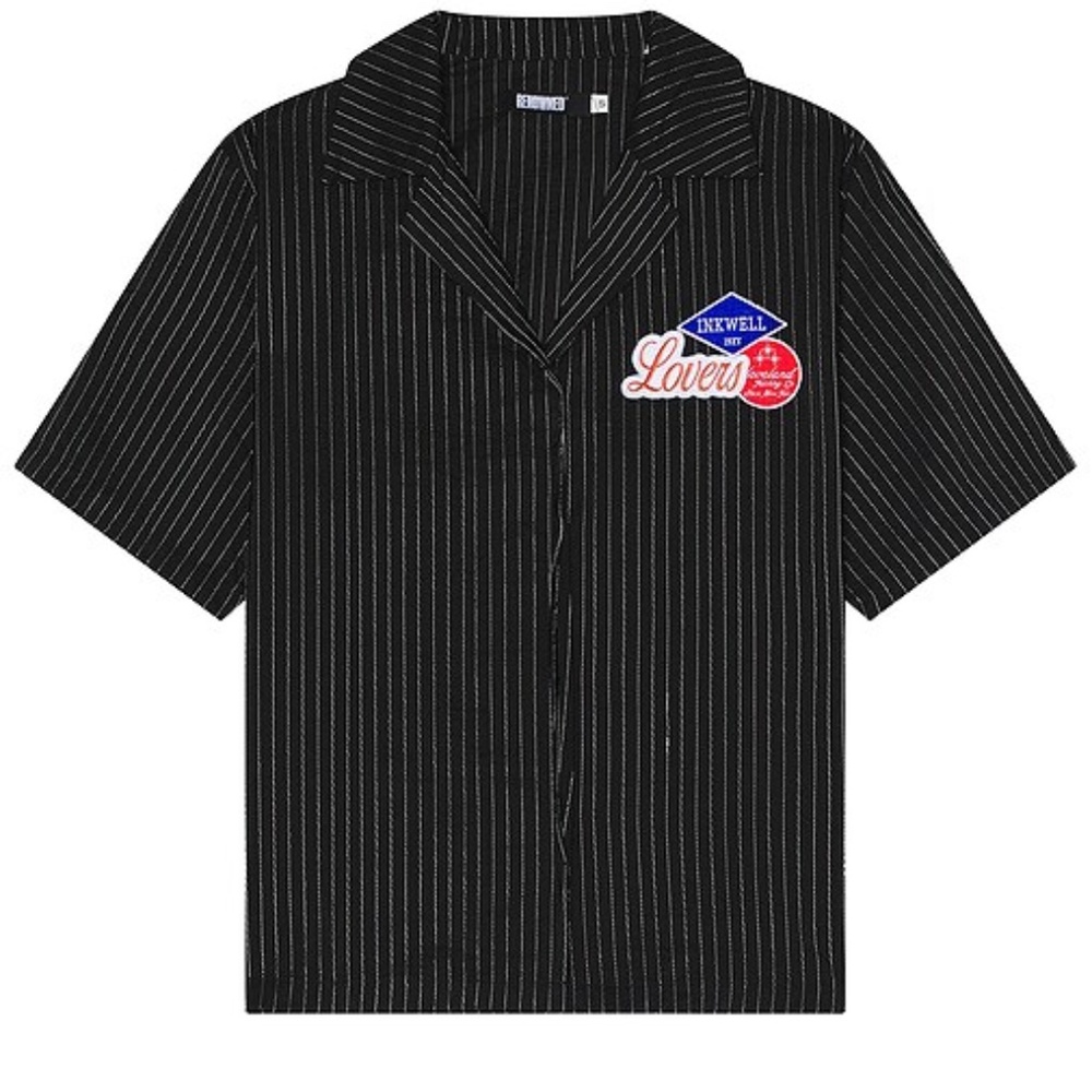 Renowned Crinkle Lovers Patch Button Up Shirt in Black - size XXL